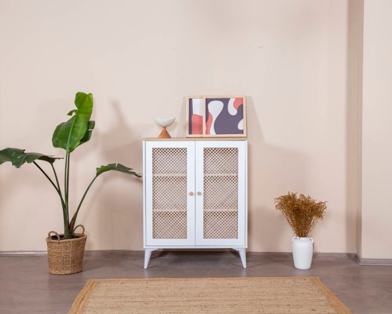 Bufet, Hanah Home, Goose, 90x105x41 cm, Alb / Stejar - imagine 5